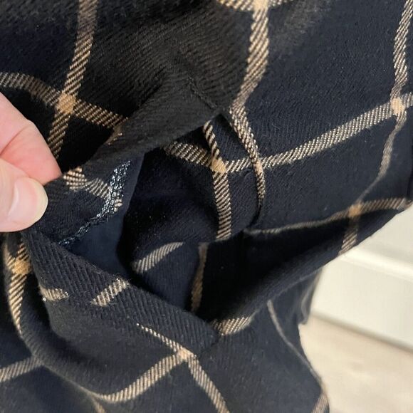 Isaac Mizrahi Live Plaid Black Tan Shacket Long Sleeve Size XL Mid Length - Picture 6 of 16